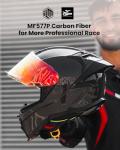 ILM Carbon Fiber Motorcycle Helmets Full Face Racing Helmet for Adult DOT ECE Cascos para Motos MF577P (3K Carbon Black,L)