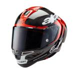 Alpinestars Supertech R10 Element Helmet, Carbon Fiber, Aerodynamic Full-Face Design, Ventilation & Safety, DOT & ECE Certified for Street & Track Riders, Black/Carbon Bright Red/White Glossy, L