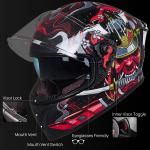 ILM Motorcycle Helmet Full Face with Mirrored&Clear Visors+2 Fins DOT Approved