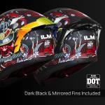 ILM Motorcycle Helmet Full Face with Mirrored&Clear Visors+2 Fins DOT Approved