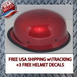 RED GERMAN HELMET  LOW PROFILE BIKER MOTORCYCLE NOVELTY HELMET