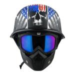 1Storm Novelty Motorcycle Half Face Helmet German Style HKY602  + Black Goggle
