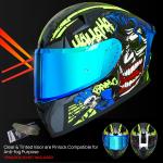 ILM Motorcycle Helmet Full Face with Mirrored&Clear Visors+2 Fins DOT Approved