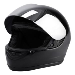 Gloss Black DOT Motorcycle Street Bike Full Face Helmet + Sliver Visor S M L XL