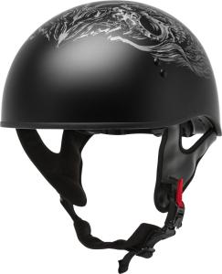 Gmax HH-65 Matte Black Ghost/Rip Naked Half Helmet Adult Sizes XS - 2XL