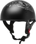 Gmax HH-65 Matte Black Ghost/Rip Naked Half Helmet Adult Sizes XS - 2XL