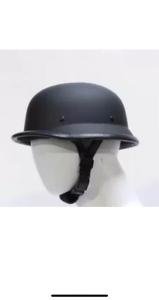 German Novelty Flat Black And Shiny Black Motorcycle Half Helmet