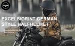 Low Profile German Novelty Flat Black Motorcycle Half Helmet Cruiser Chopper