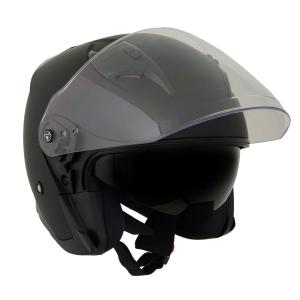 Milwaukee Helmets 9805DOT Matte Black Open Face 3/4 Half Helmet With Sun Visor