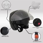Milwaukee Helmets 9805DOT Matte Black Open Face 3/4 Half Helmet With Sun Visor