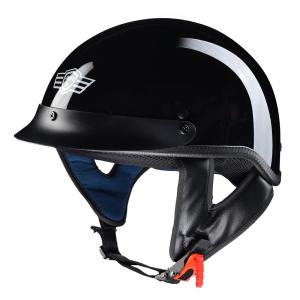AHR Motorcycle Half Face Helmet DOT Approved Bike Cruiser High Gloss Black M