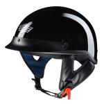 AHR Motorcycle Half Face Helmet DOT Approved Bike Cruiser High Gloss Black M