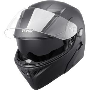 Motorcycle Full Face Helmet Black Flip up Modular Helmets Dual Visor DOT-M Size