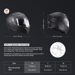 Motorcycle Full Face Helmet Black Flip up Modular Helmets Dual Visor DOT-M Size