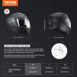 VEVOR Full Face Motorcycle Helmet Winter Flip Up Modular Helmets Dual Visor DOT