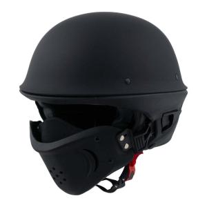 Milwaukee Helmets 9830 Rascal 3/4 Open Face Flat Black 2 in 1 Motorcycle Helmet