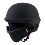 Milwaukee Helmets 9830 Rascal 3/4 Open Face Flat Black 2 in 1 Motorcycle Helmet
