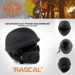 Milwaukee Helmets 9830 Rascal 3/4 Open Face Flat Black 2 in 1 Motorcycle Helmet
