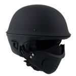 Milwaukee Helmets 9830 Rascal 3/4 Open Face Flat Black 2 in 1 Motorcycle Helmet