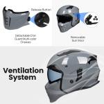 ILM Open Face Motorcycle 3/4 Half Helmets Vintage Retro ATV Cruiser Gray DOT