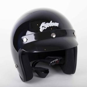 Black Cyclone Open Face Motorcycle Helmet Gloss 3 Snap Visor DOT / ECE Approved