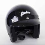 Black Cyclone Open Face Motorcycle Helmet Gloss 3 Snap Visor DOT / ECE Approved