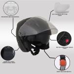 Motorcycle Helmet DOT Matte Black Open Face 3/4 Biker w/ Visor