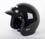 Black Cyclone Open Face Motorcycle Helmet Gloss 3 Snap Visor DOT / ECE Approved