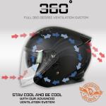 Motorcycle Helmet DOT Matte Black Open Face 3/4 Biker w/ Visor