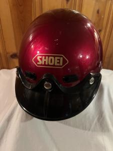 A vintage Shoei RJ-101V Open Face Racing Motorcycle Helmet 11”w 7”H