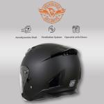 Motorcycle Helmet DOT Matte Black Open Face 3/4 Biker w/ Visor