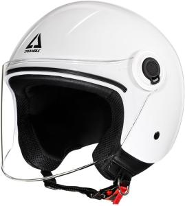 Motorcycle Helmet Retro 3/4 Helmets W/Clear Visor TRIANGLE Open Face WHITE SMALL