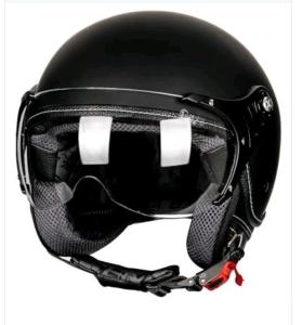 3/4 Motorcycle Helmets Retro Open Face Vespa Scooters Medium, Matte Black 