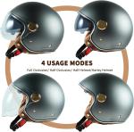 Pretoee Open Face Motorcycle Helmet 3/4 Retro Classic Moped w/Visor, Matte Black