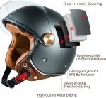 Pretoee Open Face Motorcycle Helmet 3/4 Retro Classic Moped w/Visor, Matte Black