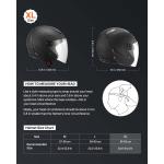 Uimoso DOT Motorcycle Modular Full Face 3/4 Open Face Helmet Black-M/L/XL Size