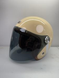 NEXX GARAGE Beige Tan Retro Open Face Tinted Visor Motorcycle Helmet LARGE Gloss