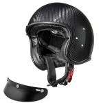 3K Twill Weave Gloss Carbon Fiber 3/4 DOT Open Face Motorcycle Helmet