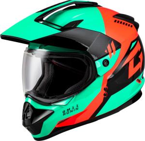 GMAX GM-11 Ronin Dual Sport Motorcycle Helmet Black/Aqua