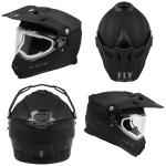 New Fly Racing Trekker Solid Matte Black Electric DOT ECE Motorcycle Helmet