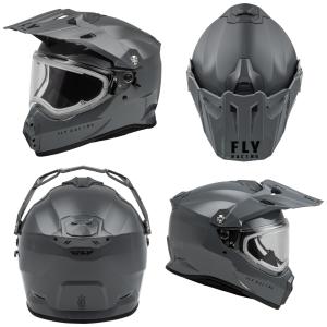 New Fly Racing Trekker Solid Grey Gray Electric Shield DOT ECE Motorcycle Helmet