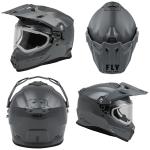 New Fly Racing Trekker Solid Grey Gray Electric Shield DOT ECE Motorcycle Helmet