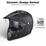 AHR Dual Sport Motorcycle Full Face Helmet w/ Sun Visor Motocross Offroad Bike