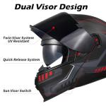 MXJ Gear Dual Visor Modular Motorcycle Helmet