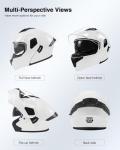 TTMiku Pearl White Dual Visor Modular Helmet