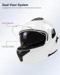 TTMiku Pearl White Dual Visor Modular Helmet