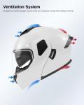 TTMiku Pearl White Dual Visor Modular Helmet