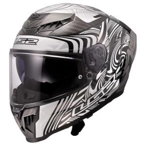 LS2 Dragon Carbon Full Face Motorcycle Helmet - Silver