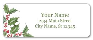 Christmas Holly Flowers Personalized Address Labels - 60-120 Pack