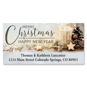 Personalized Golden Christmas Address Labels - 144 Pack